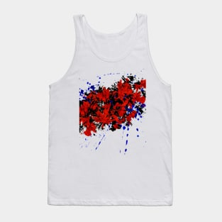 Red Blue and Black Flower Splatter Art Tank Top